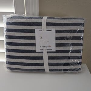 Crate And Barrel Kids Organic Twin Duvet Cover Jersey Grey And Navy Stripe